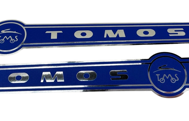 TOMOS Stickerset Tomos Chroom / Blauw 210 x 34mm