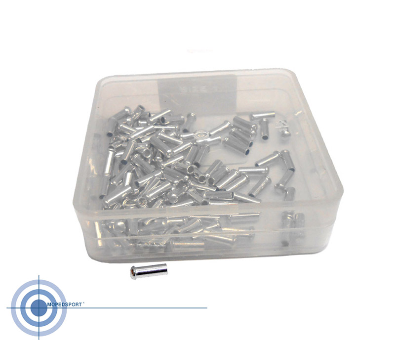Aluminium anti-rafelnippels 1,2-2,6 mm set van 100 voor binnenkabels
