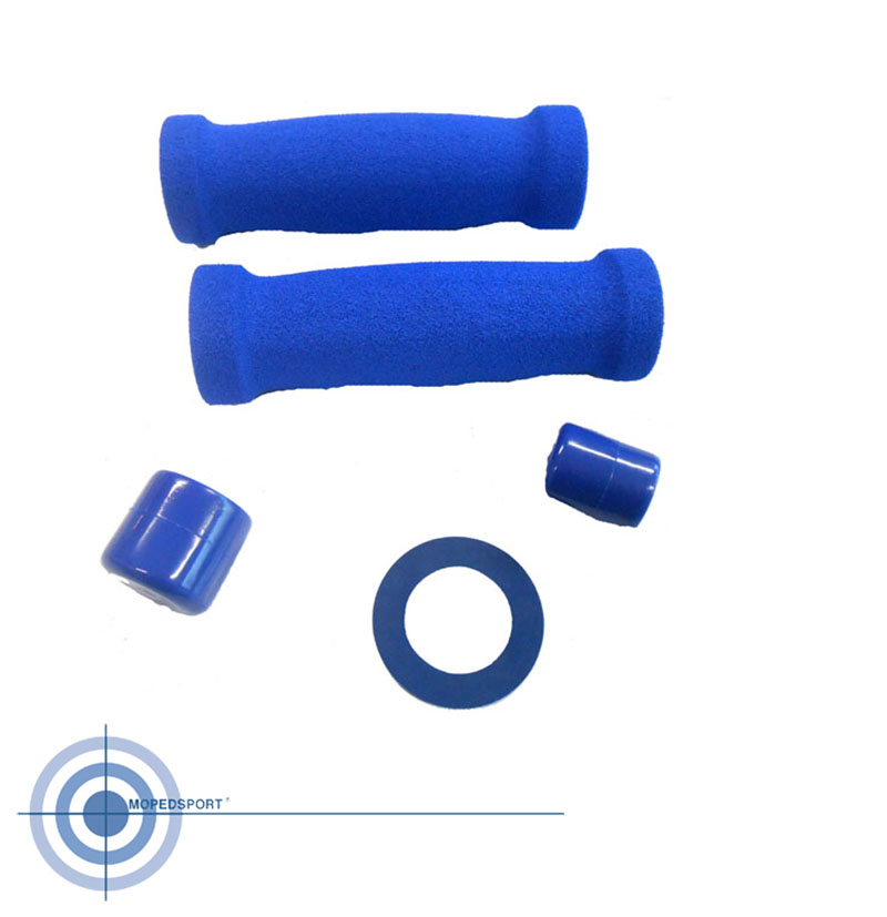 Blauwe foam handvatset 22/24mm voor brommer en scooter