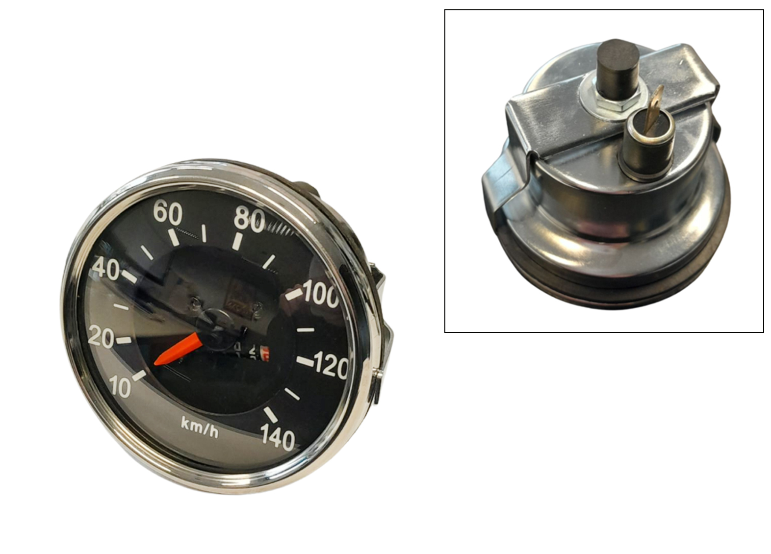 Chromen kilometerteller 80mm tot 140 km/u voor Kreidler Puch Zundapp brommer