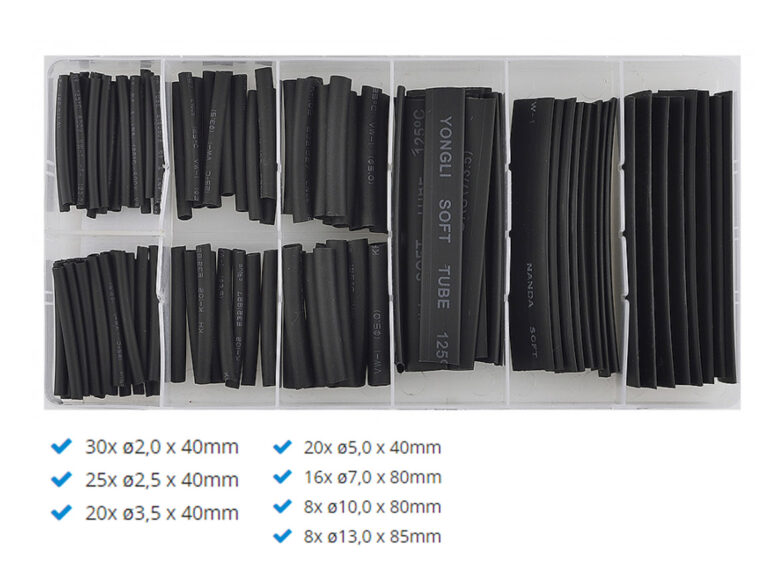 Uniwersalny zestaw termokurczliwych rurek 127-częściowy: 30 x 2 mm x 40 mm - 25 x 2,5 mm