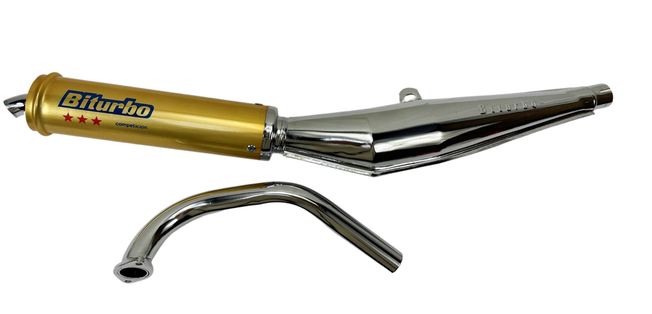 Tomos A55 A3 Uitlaat + Bocht Los Biturbo Chroom 28mm