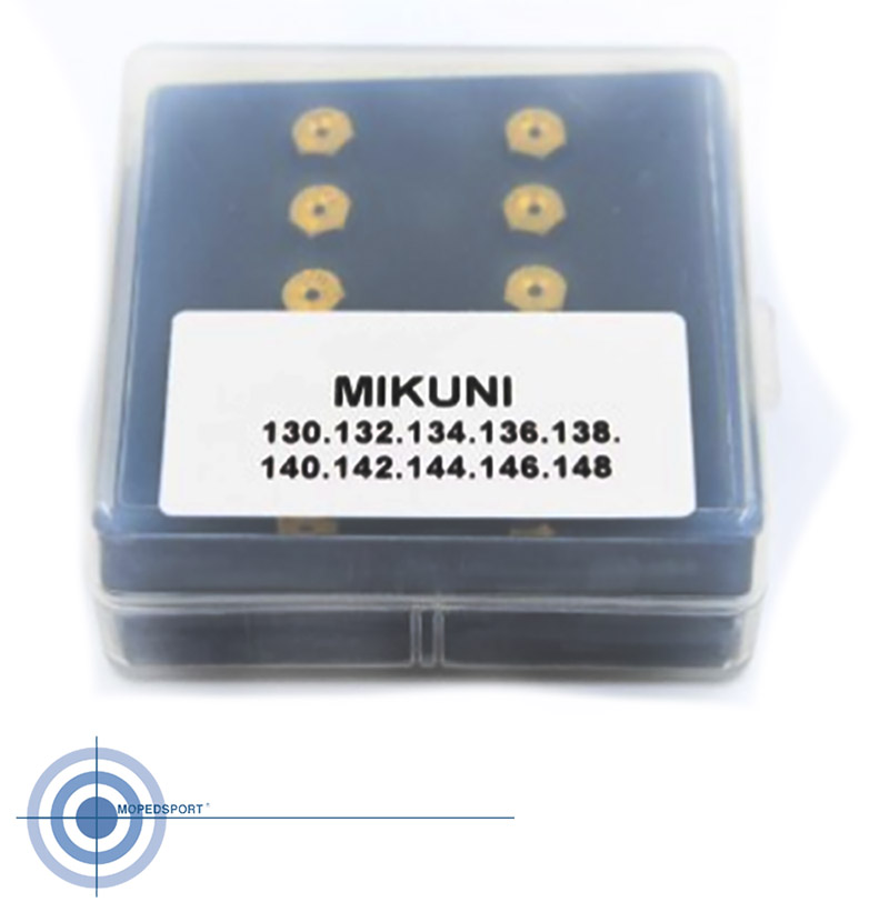MIKUNI Mikuni sproeier set 130 - 148 niet voor originele mikuni carburateur. Past op 10 en 16mm reproductie carburateur mikuni.