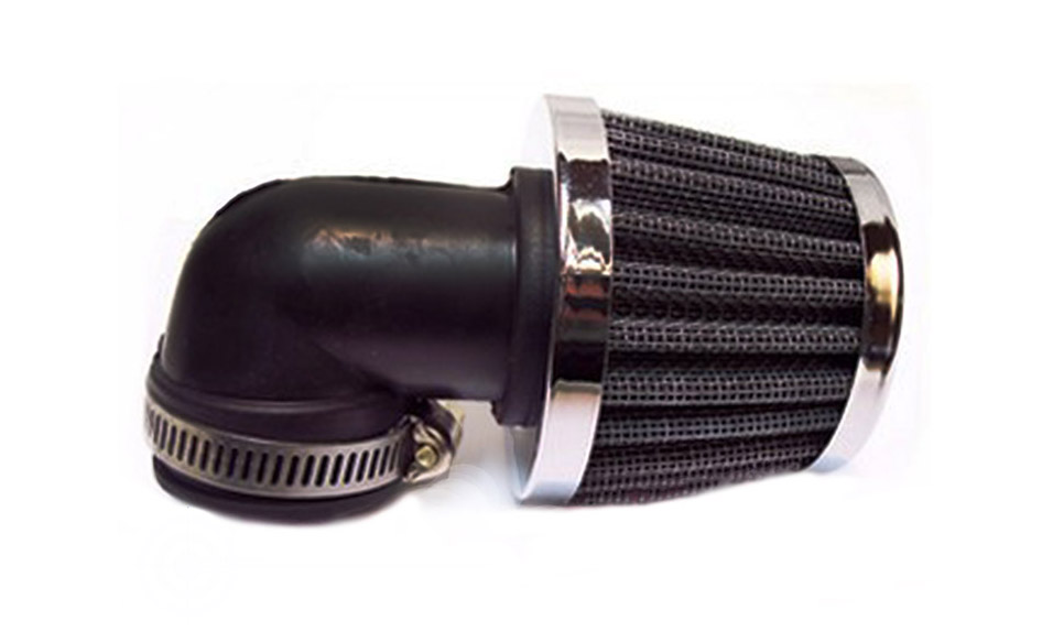 UNIVERSEEL SCOOTER BROMFIETS Powerfilter/luchtfilter 90° 32mm- 35mm FILTER