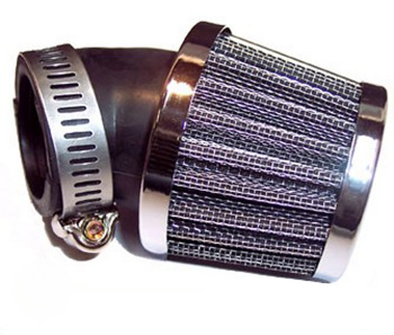 Universeel Puch Maxi powerfilter/luchtfilter 45 gr. 28mm zwart/ chroom