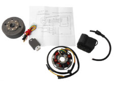 Bromfiets 517 529 530 Kreidler Ontsteking + Vliegwiel Cpl.  50cc Met 6v Spanningsregelaar/kabelboom Spann. Bobine Elektrische Delen Buitendiameter: 90mm - Afstand Bevestigingsgaten: 80mm Linksdraaiend