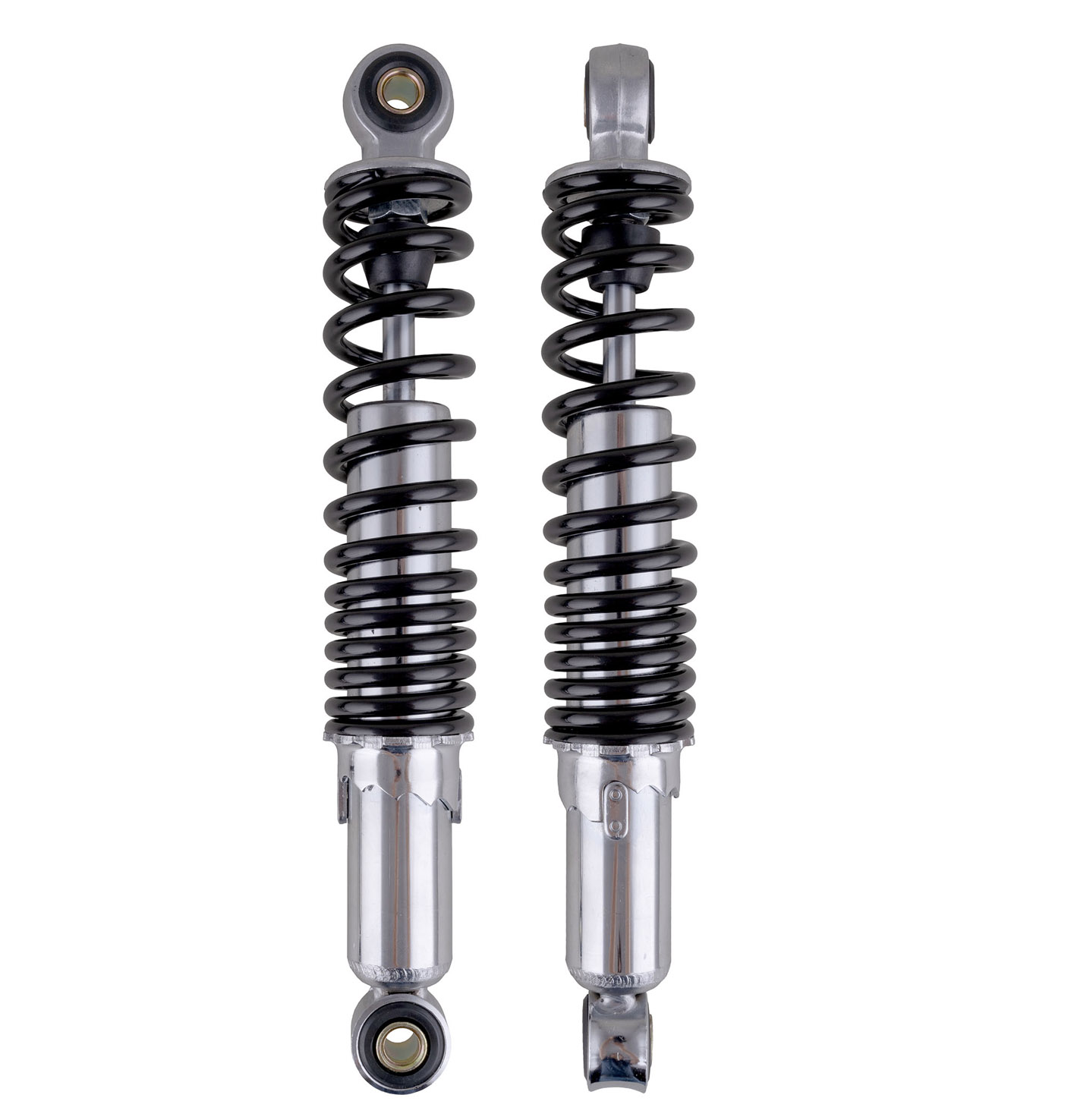 Universeel Schokbrekerset 280mm Chroom / Zwart Verstelbaar - Honda Camino / Puch Maxi / Tomos Schokbreker Set / Vering M10