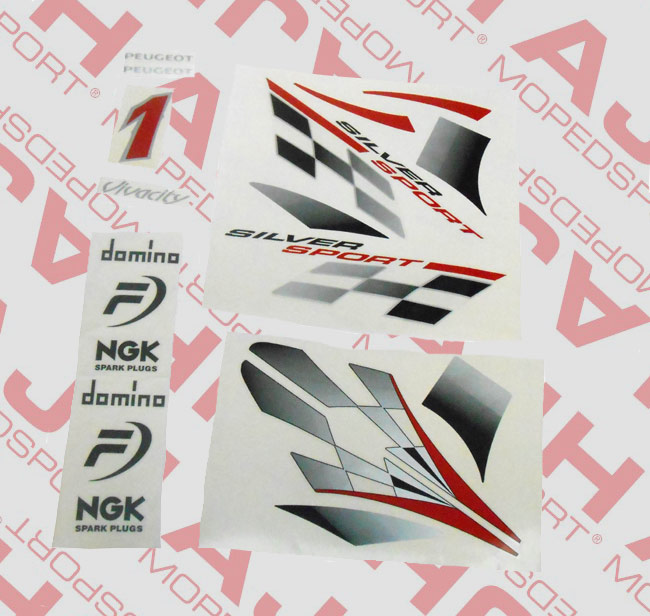 Stickerset Peugeot Vivacity Silver Sport rood zwart zilver decals