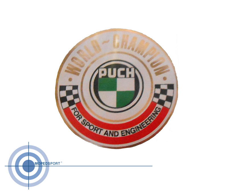 Puch World Champion embleem rond 90mm voor koplamp Maxi MV VS