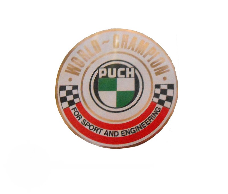 Puch World Champion embleem rond 90mm voor koplamp Maxi MV VS
