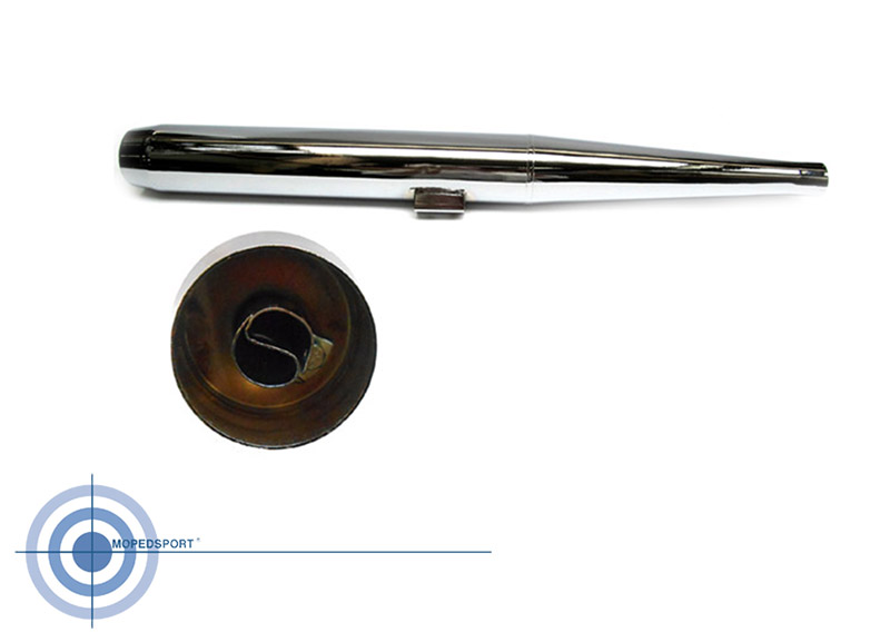KREIDLER KS Uitlaat Comp Chroom fluit einddemper zonder naad- kort-,Diameter uitlaat: 70mm - Spruitstukaansluiting: 32mm