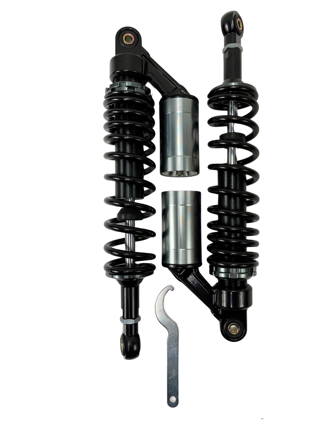 Universeel Schokbrekers / Schokbreker Per Set Achter 360mm Zwart / Zilver M8 Pneumatisch Verstelbaar