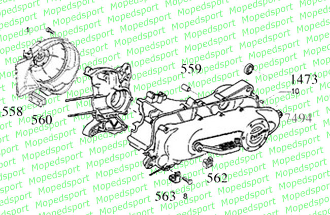 Vespa/piaggio Carterdeksel Links (koppeling) Sfera/quartz/zip/lx 8284175 / Kickstarterdeksel. Motordelen