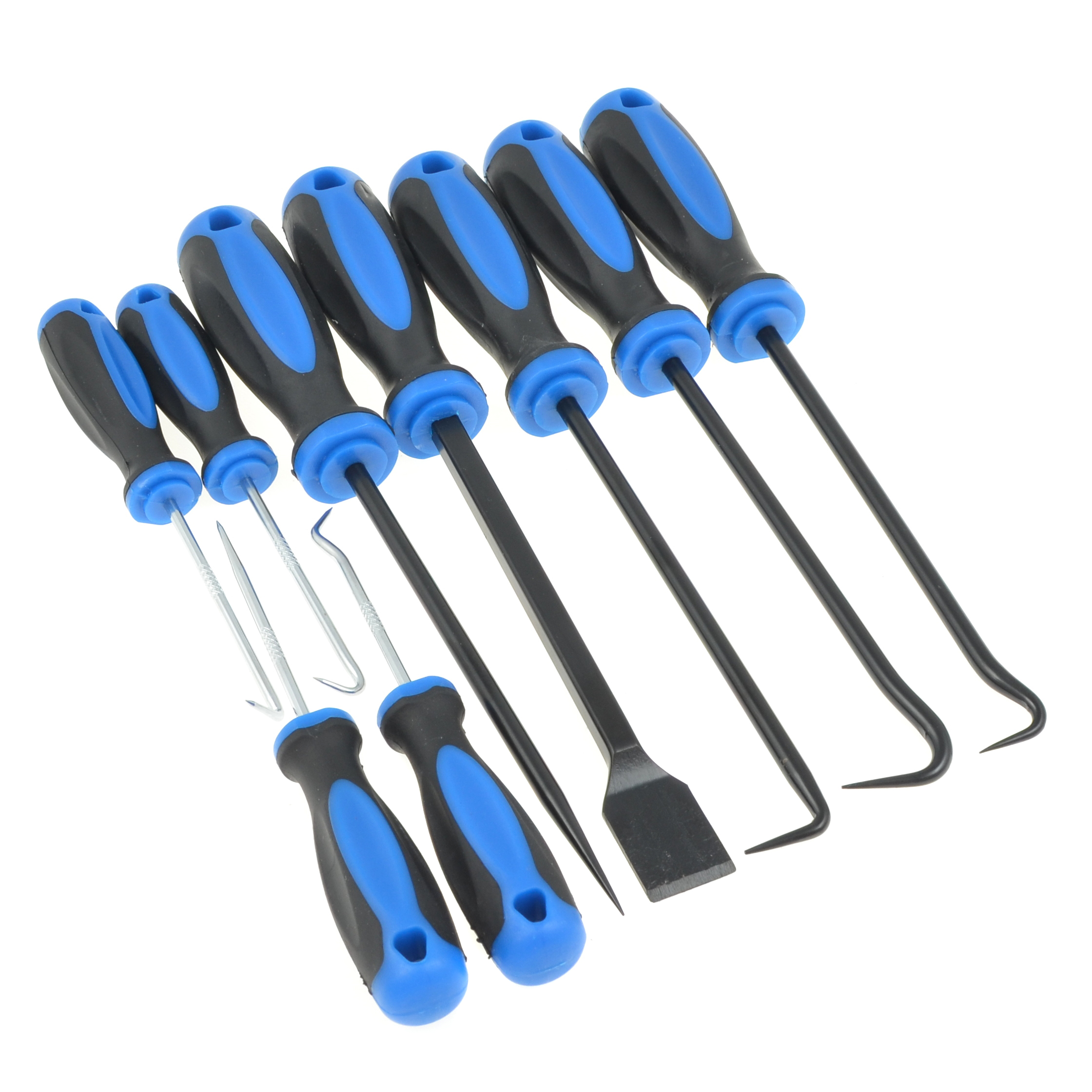 Universeel Trekkerset Voor Simringen / O-ringen / Pakkingen 9-delig Antislip Gereedschapslengte: 5 Stuks - 260mm, 4 Stuks - 165mm Afmetingen Schraper (breedte X Dikte): 23 X 1,5mm
