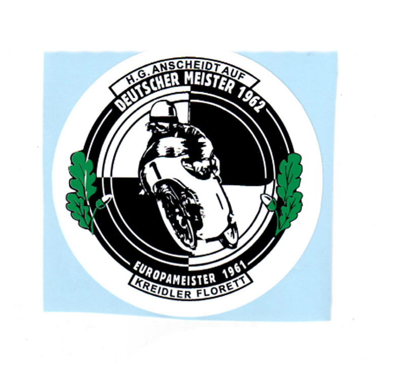 Kreidler Sticker Kreidler Europameister 1961 Zwart - Wit - Groen 10cm Doorsnee