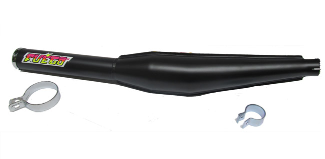 Universeel Sachs Kreidler Bromfiets Uitlaatdemper Zwart Fuego, Diameter Uitlaat: 50mm Eind Uitlaat - Spruitstukaansluiting: 32mm