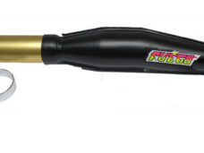 Universeel Sachs Kreidler Bromfiets Uitlaatdemper 32mm Zwart- Goud Eindstuk Fuego