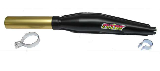 Universeel Sachs Kreidler Bromfiets Uitlaatdemper 32mm Zwart- Goud Eindstuk Fuego