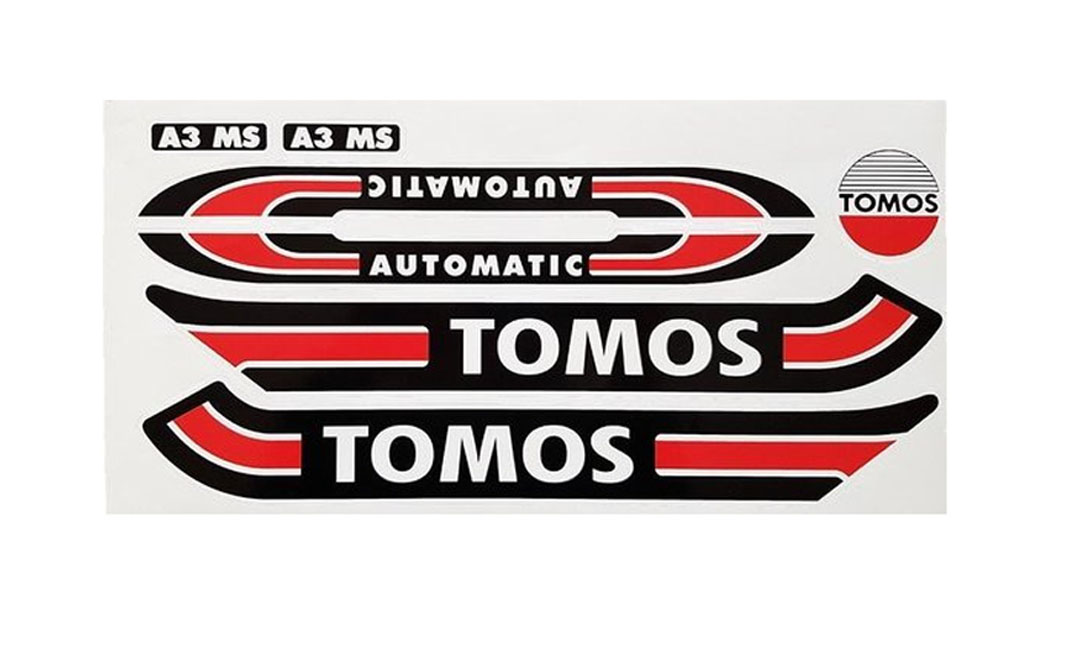 TOMOS Sticker / transferset voor A3 A35 S25 rood - zwart - wit Automatic Tomos * stickerset
