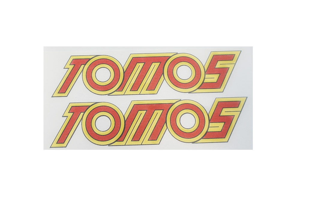 TOMOS Sticker / transfer set tank Tomos 4L geel / rood oud model 12 x 2.8CM