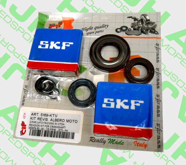 Revisieset krukaslagers 6204 6303 met Viton keerringen Vespa Primavera ET3