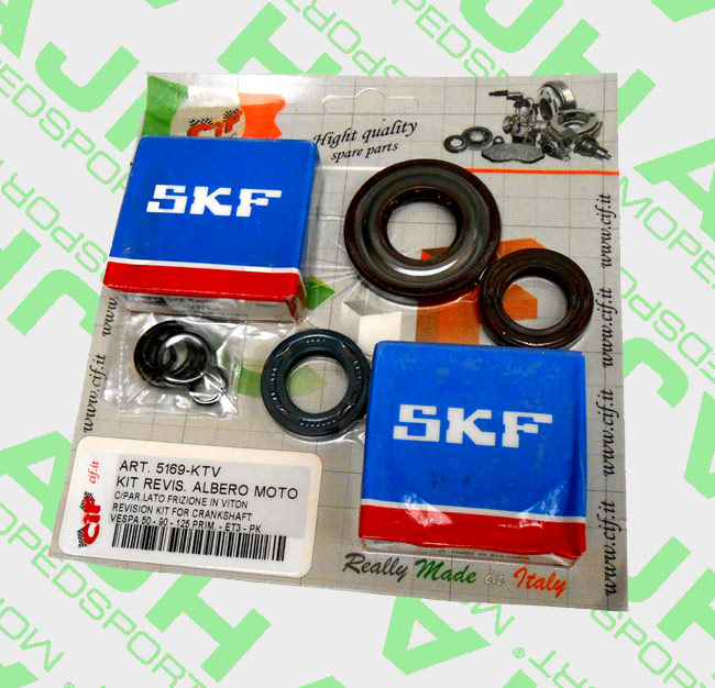 Revisieset krukaslagers 6204 6303 met Viton keerringen Vespa Primavera ET3