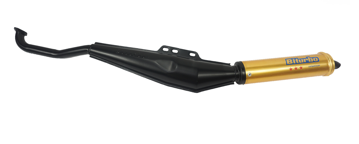 PUCH MAXI Biturbo uitlaat zwart - goud 25mm