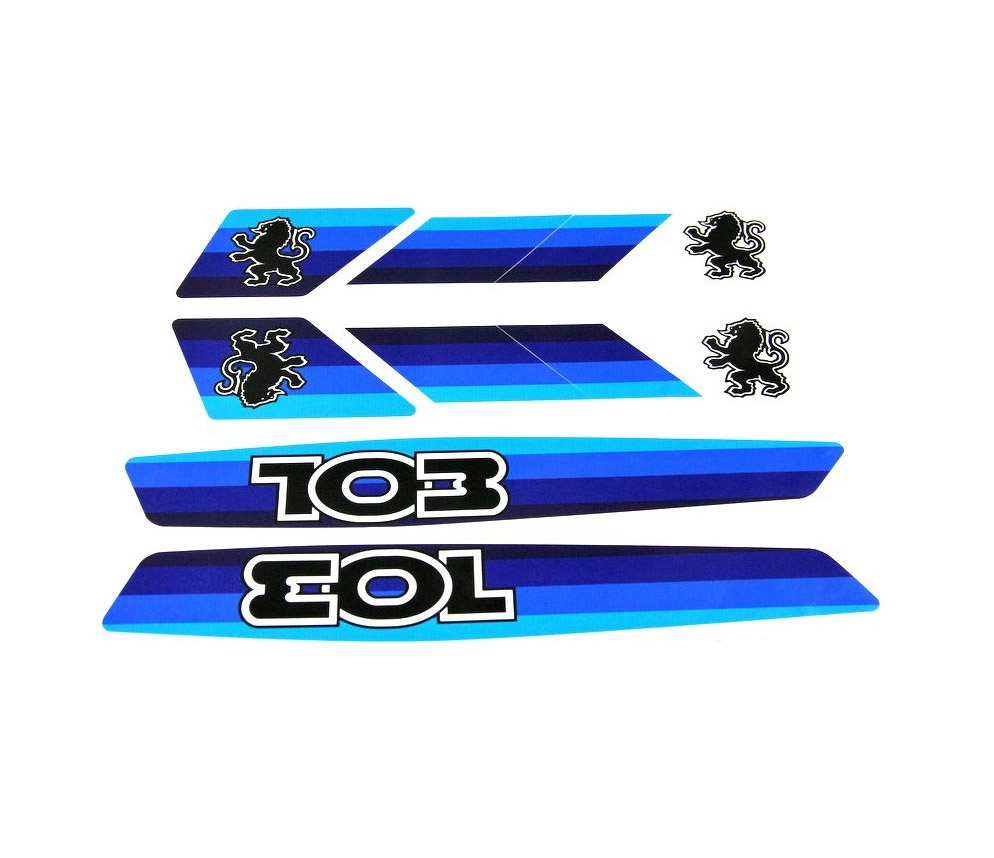 Peugeot 103 Stickerset Blauw Peugeot 103 8-delig