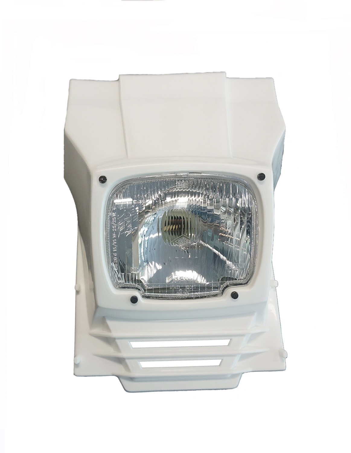Universeel Koplampspoiler Wit Enduro Inclusief Lichtunit Ba20 6v - 12v Yamaha - Honda - Suzuki - Derbi - Kawasaki - Universeel