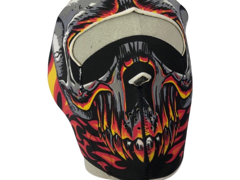 Universeel Foam Masker Flames Skull Winddicht En Zeer Warm - Neopreen - 18cm X 21cm Moped Bandana / Masker