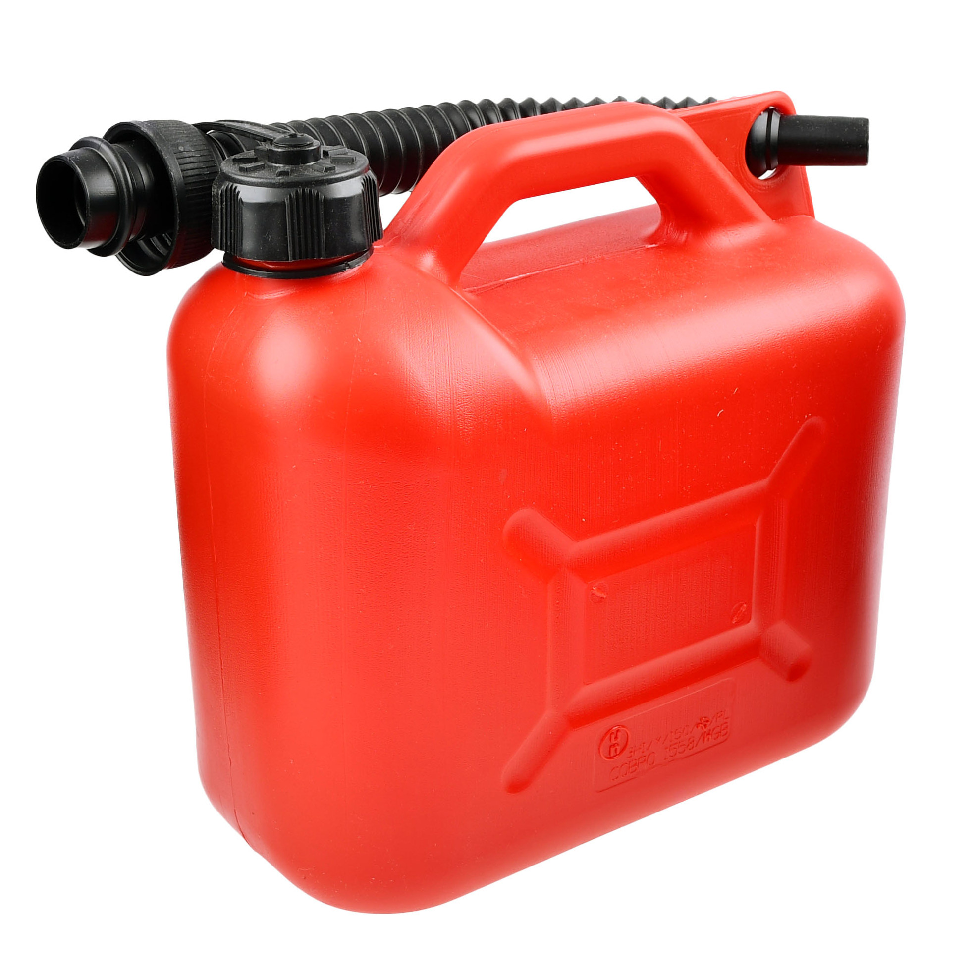 Rode HDPE jerrycan 5 liter met trechter voor brandstof