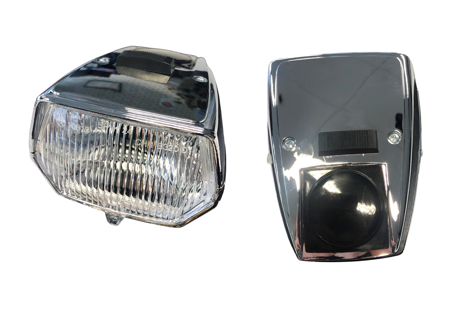 Puch Maxi Koplamp Vierkant + Schakelaar Chroom 116mm Gilera Citta (zonder P26s Lampje)