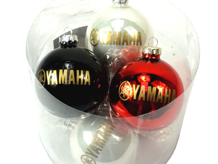 Yam set 6 kerstballen Yamaha wit - zwart - rood