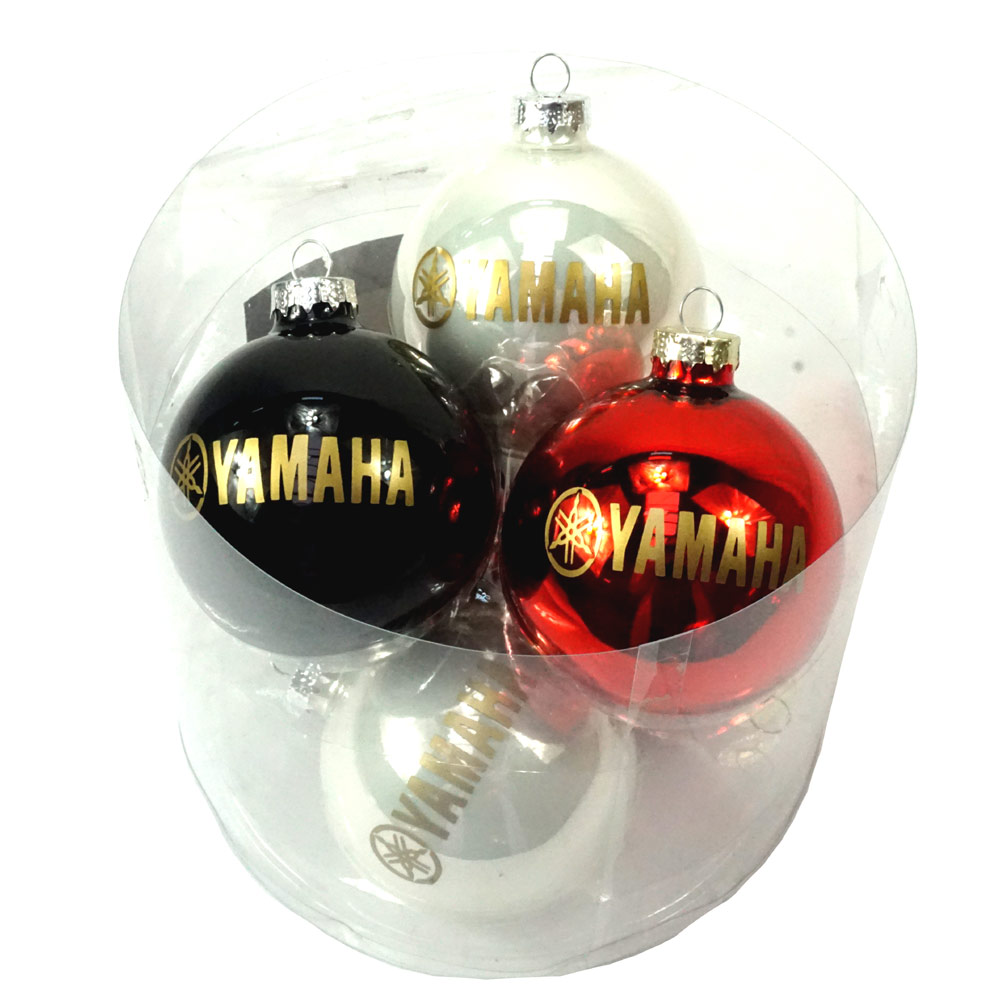 Yam set 6 kerstballen Yamaha wit - zwart - rood
