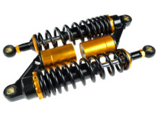 Universeel Puch Maxi Moped Schokbrekers Achter 320mm Zwart / Goud M8 Pneumatisch Verstelbaar