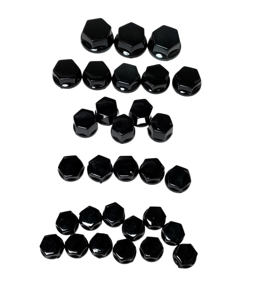 Universeel Set Dopmoerkappen Zwart Glans M14- M12 - M10 - M8