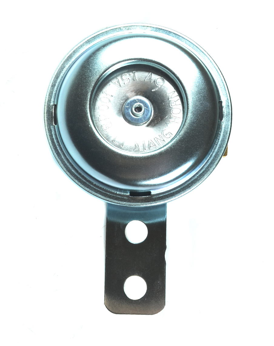 Universele 6V claxon chroom rond model 66,5mm gelijkstroom