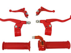 Universeel Bromfiets Puch Maxi Mbk Tomo Complete Hendel Set Rood - Lusito Remhevels / Choke Hendels En Targa Snelgas Rood Handvat Compleet Handel Stuur