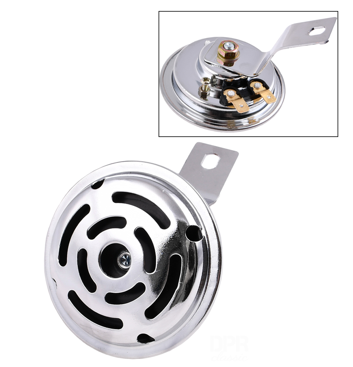 Universeel Claxon 12v Chroom Dc Gelijkstroom Diameter: 71mm
