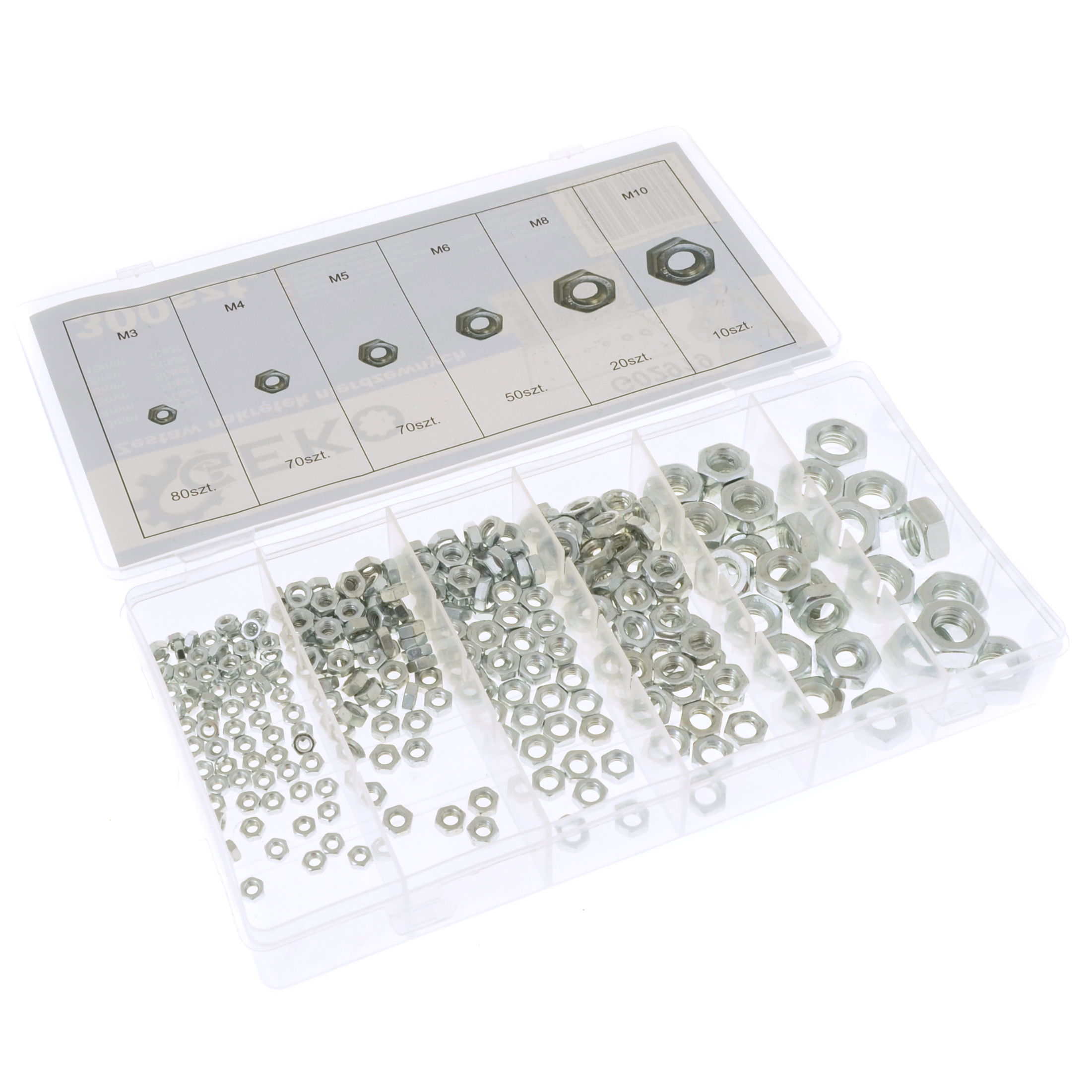 Universeel Assortiment Set Moeren Rvs 6 Maten 300-delig: 80x M3 Moer 70 X M4 Moer 70 X M5 Moer 50 X M6 Moer 20 X M8 Moer 10 X M10 Moer