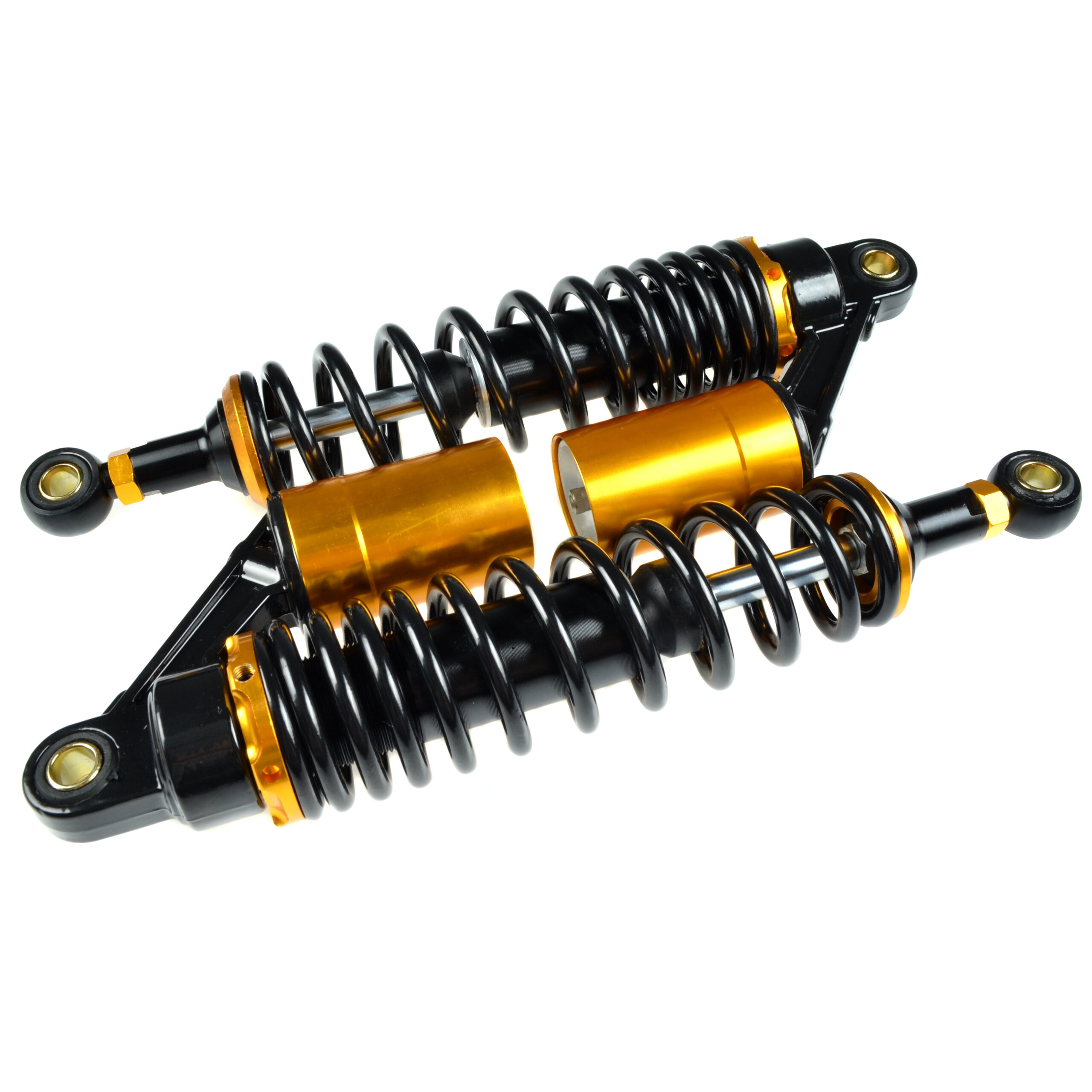 Universeel Puch Maxi Bromfiets Simson Schokbrekers / Schokbreker Per Set Achter 360mm Zwart / Goud M8 Pneumatisch Verstelbaar Achterveer Schokbreker Set