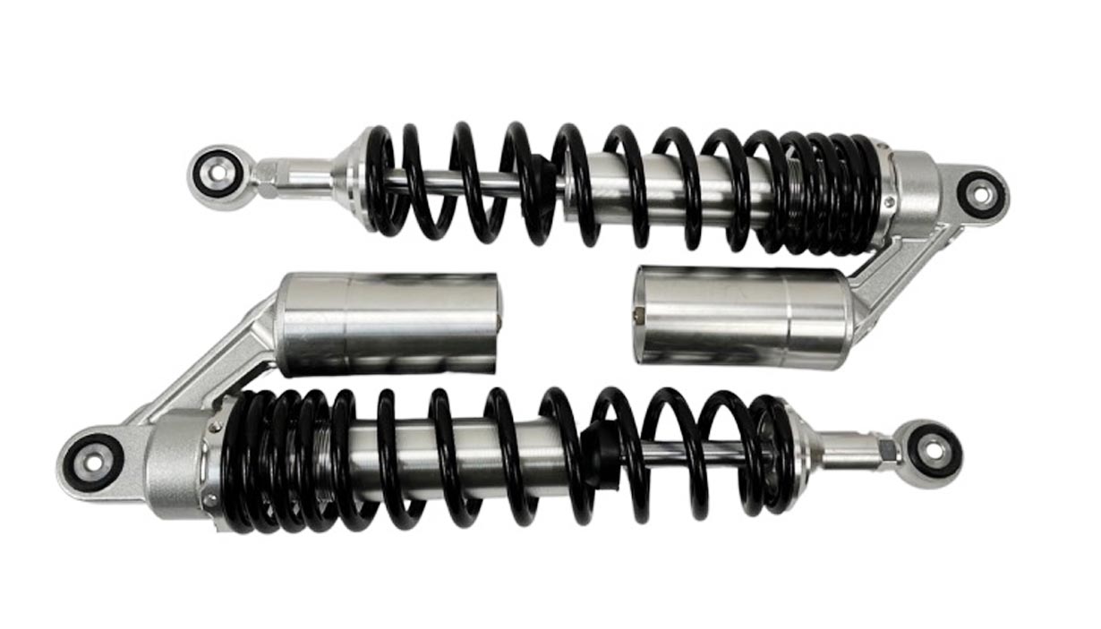 Universeel Puch Maxi Moped Schokbrekers / Schokbreker Per Set Achter 360mm Zwart / Aluminium M8 Pneumatisch Verstelbaar