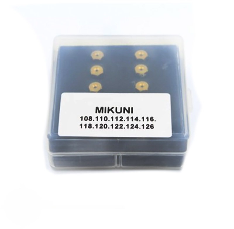 Mikuni sproeier set 108 - 126 niet voor originele Mikuni carburateur. past op 10 en 16mm reproductie carburateur Mikuni.