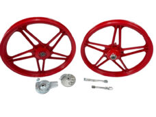 Peugeot 103 - Puch Velgenset 17 Inch Compleet Bernardi Rood Voor Peugeot 103 Mvl (passend Maken Voor Andere Merken) Puch Mbk - 17 X 1.6 Velg Inclusief 12mm Assen En Ankerplaat Velg Set Wiel