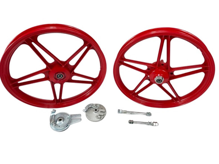 Peugeot 103 - Puch Velgenset 17 Inch Compleet Bernardi Rood Voor Peugeot 103 Mvl (passend Maken Voor Andere Merken) Puch Mbk - 17 X 1.6 Velg Inclusief 12mm Assen En Ankerplaat Velg Set Wiel