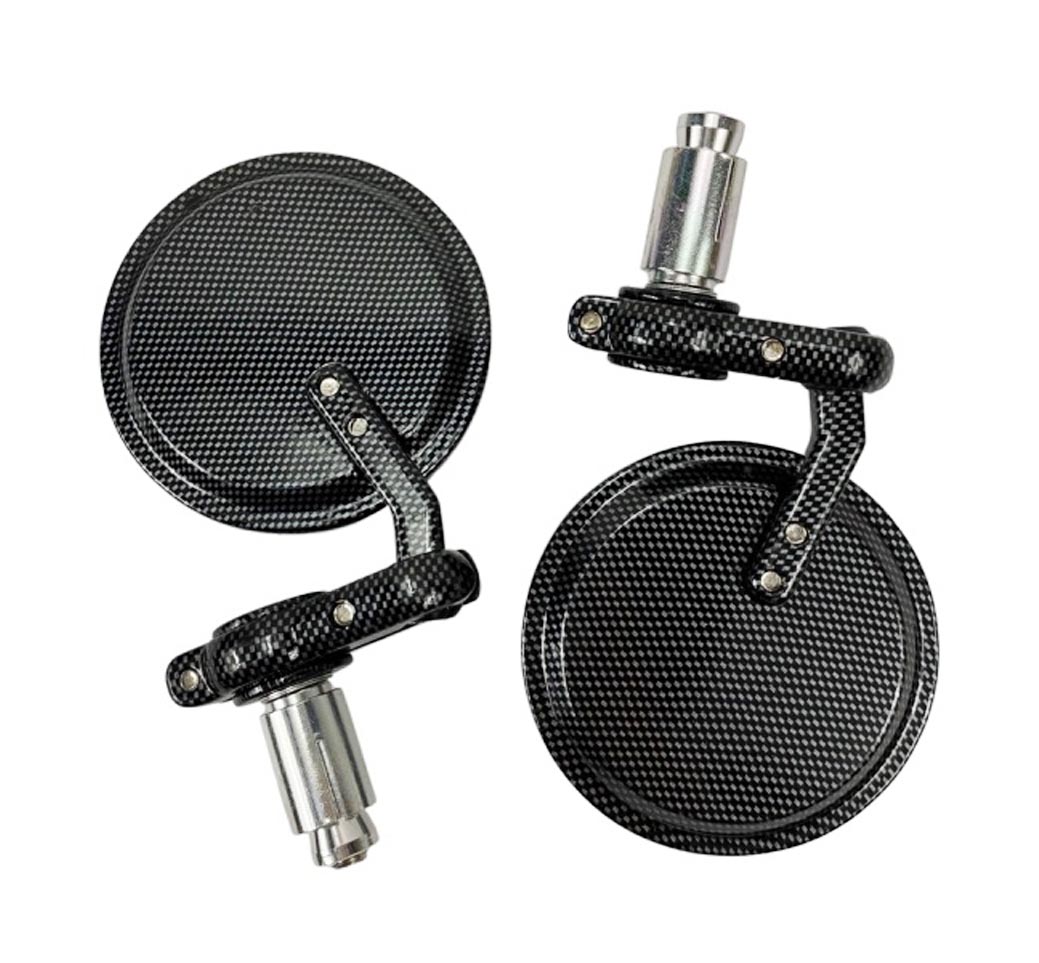 Universeel Spiegelset Bar-end Insteekversie Rond Carbon Universeel A-kwaliteit Spiegel Link / Rechts 13 - 22mm