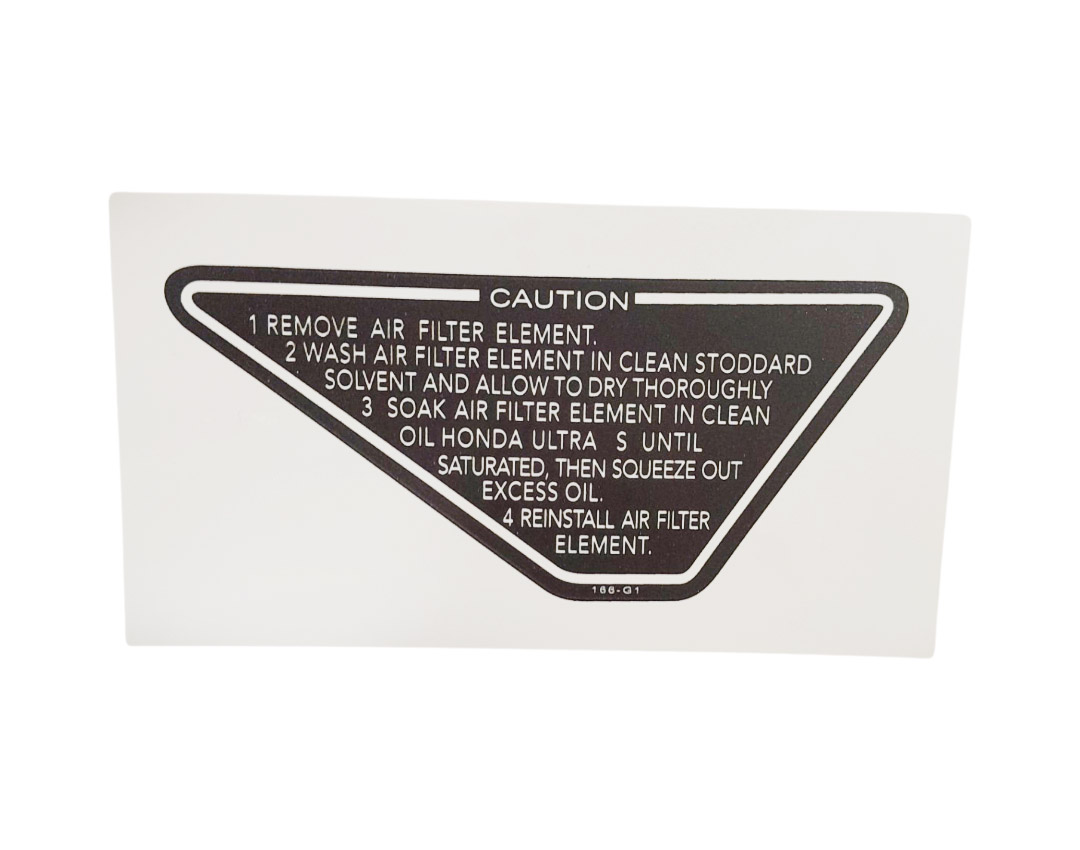Zwart-witte luchtfilter onderhoudssticker voor Honda MB50 en MT50