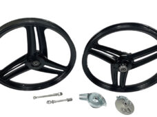 Peugeot 103 - Puch Mbk Velgenset 17 Inch Compleet Grimeca Zwart Voor Peugeot 103 Mvl (passend Maken Voor Andere Merken) Puch Mbk - 17 X 1.6 Velg Inclusief 12mm Assen En Ankerplaat 6 Razze Elica Velg Set Wiel