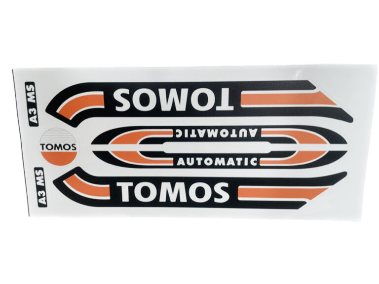 Oranje stickerset voor Tomos A3 oud model brommer
