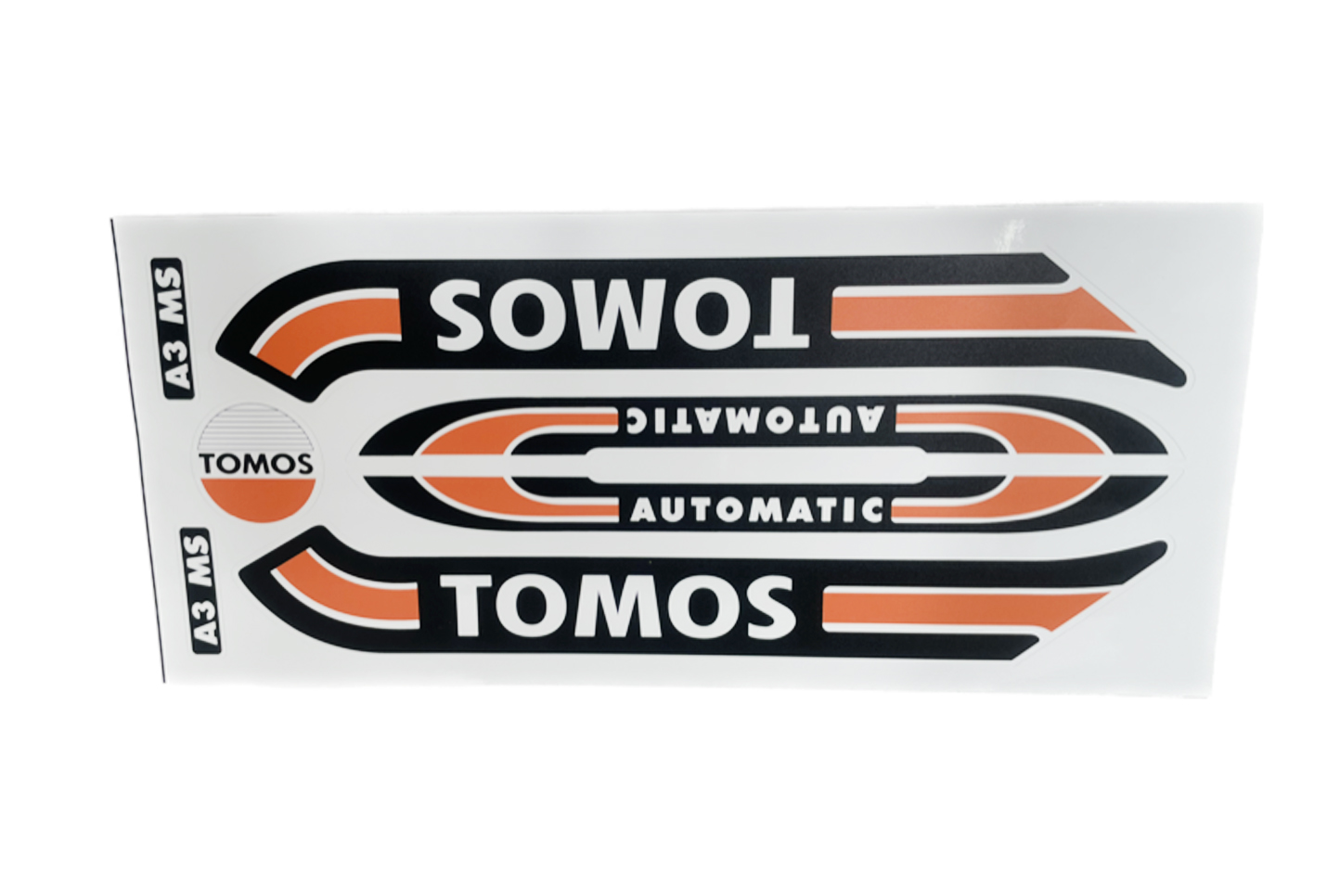 Oranje stickerset voor Tomos A3 oud model brommer